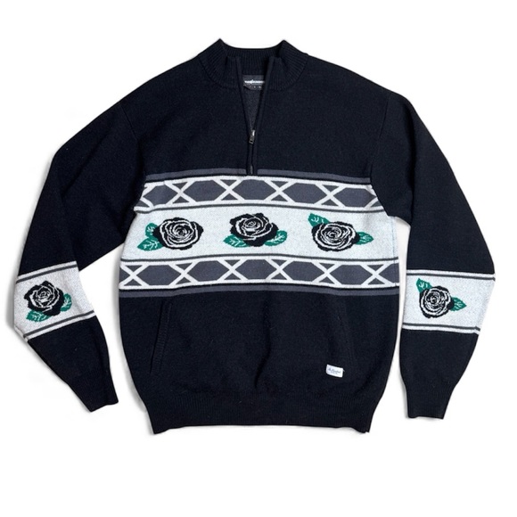 The Hundreds Black and Gray Zip Up Sweater with Rose Design circa 2022 - Picture 4 of 8